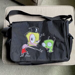 Vintage Invader Zim Messenger Bag 2003 Nickelodeon Nick Gir Piggy Black Viacom